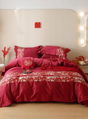 酒YM1红色婚庆四件套婚床上用结米新房装修布置1.品8双人床纯棉被