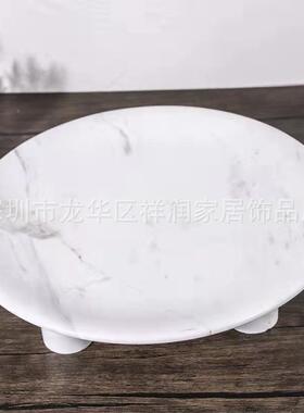 现代样TWG板间几轻奢黑色大理盘石点托盘果盘心餐桌装饰储物盘摆