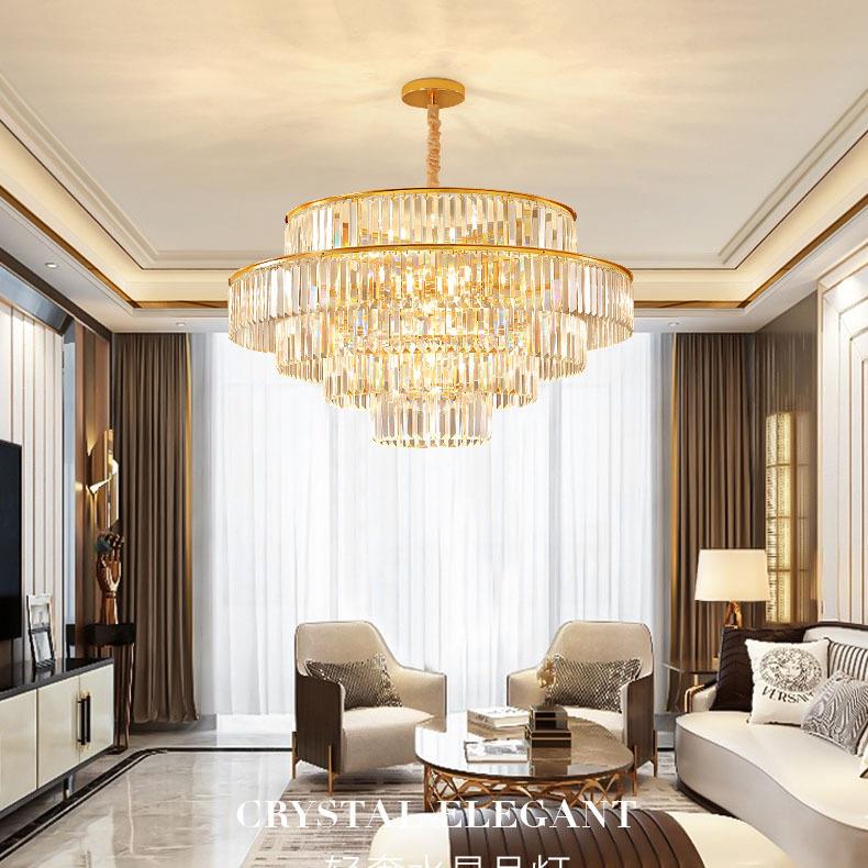 新轻奢水灯晶吊灯厅圆形客厅灯餐吊灯卧款室书房套餐灯LED灯饰具