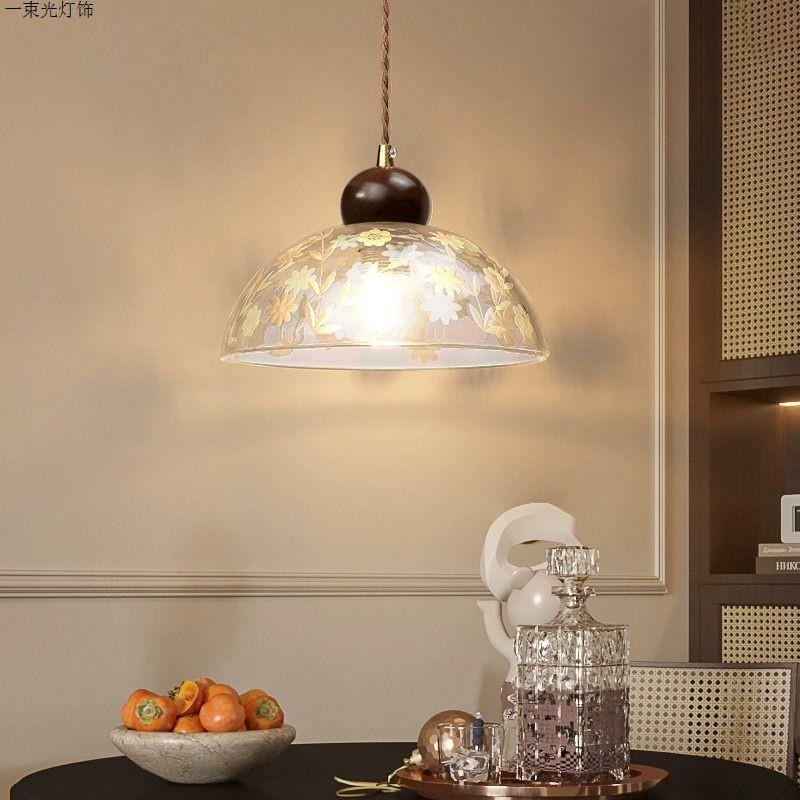 餐厅灯现代吊简胡桃木水道晶玻璃透明过民宿吧约台856卧室床头小