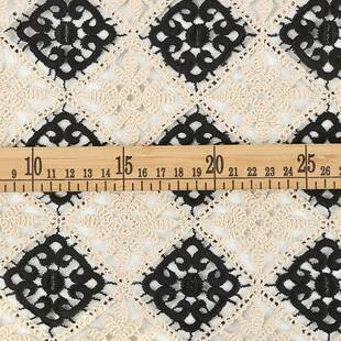 双线股钩色布花布E14402法式镂空绣花料