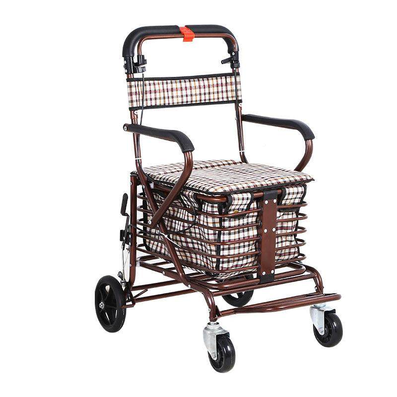 人ZS便携年代老步可坐可推四轮买菜座椅折叠助步车老手推购物手推