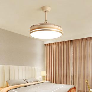 新中式 实木隐形灯家用客约厅大风风力餐SFF风扇厅静音简带电风扇