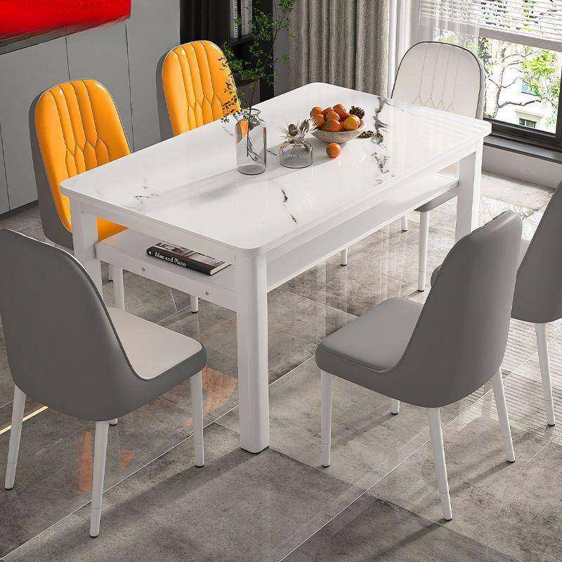 代化玻璃双层餐桌椅组合钢家用现小户型厅吃饭桌子WNK出租屋客餐