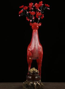 鹿家铜居摆件梅鹿一花路发财一鹿生财客厅摆玄261关酒柜创意件