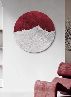 理新中式关立体玄饰画圆形JY202301无框画手绘肌装挂画现代简约感