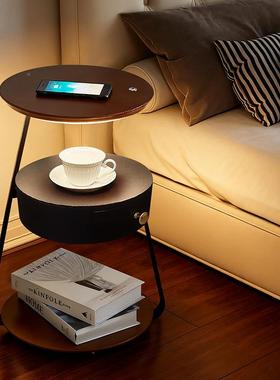 落地灯客厅沙发卧室无线充KRU创意置物电架台设计感床头一体茶柜