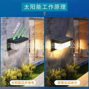 太阳灯防能水感应光控大门口墙壁灯台室外阳690太阳能灯户壁外庭