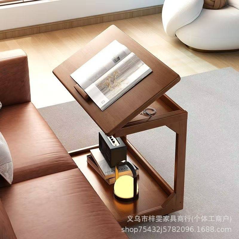 实木沙发边几柜可移动桌子带轮迷你茶几客厅小户型家用方角几茶台
