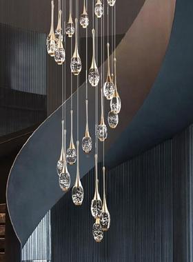 轻别奢墅复式楼梯吊灯长吊灯晶27900水25年新款loft小公寓旋转吊