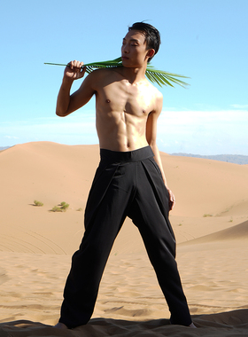 涂一TE606现代舞蹈练功裤黑白色男女直筒宽松表演舞裤收脚裤大码