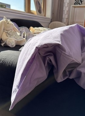 ins紫色混搭水洗棉床上四件套全棉纯棉少女1.5m米被套床单三件套