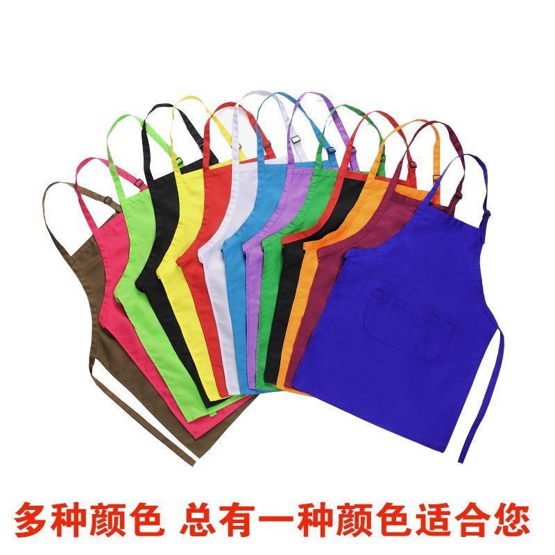 儿童围裙定制印logo套袖厨师帽头巾套装画画衣幼儿园小孩绘画罩衣