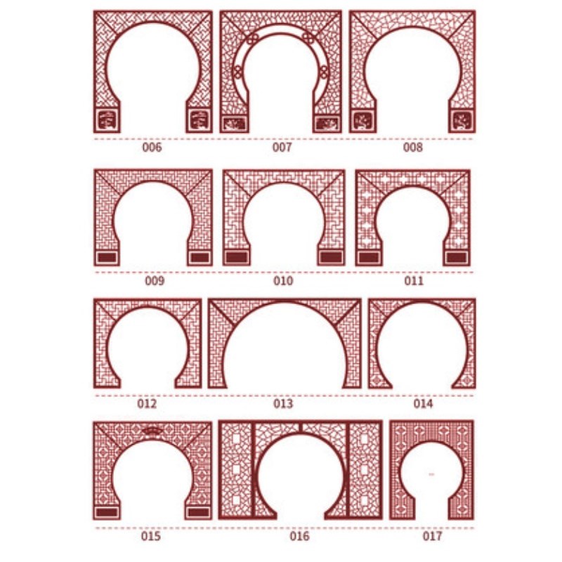 仿古实木花格木雕镂空中式拱门月洞门客厅隔断月亮门博古架新中式