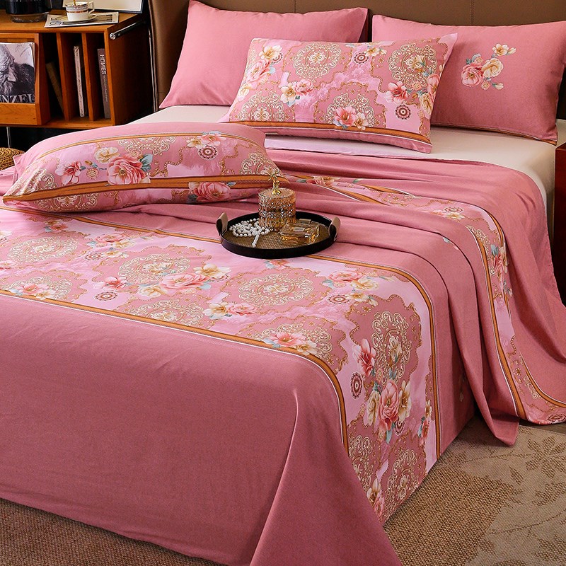 纯棉磨毛床单单件100全棉加厚被单枕套三件套2024新款单人双人床.