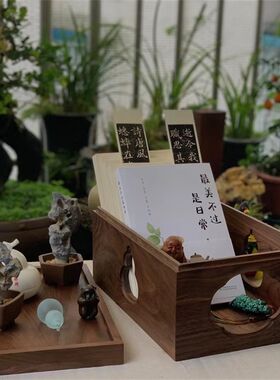 九眼 【苏缘】北美黑胡桃可拆卸文房置物架 R文盘书箱茶盒收纳盒
