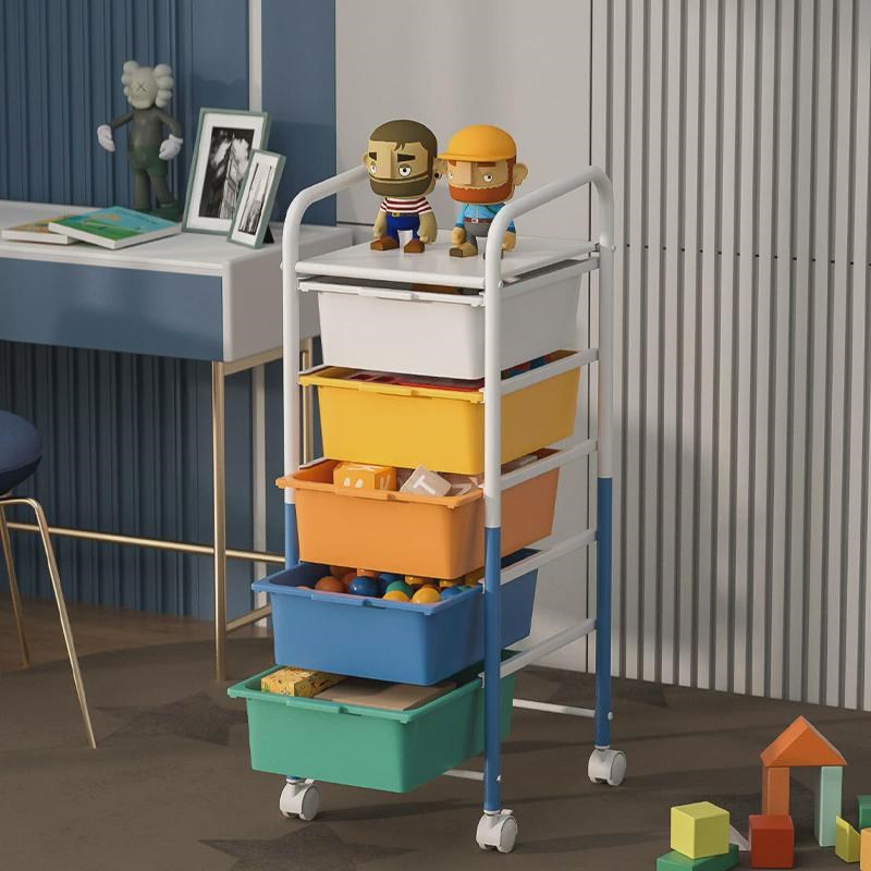 书架儿童玩具置物架多层小推车置物架家居用品落地儿童抽拉收纳架