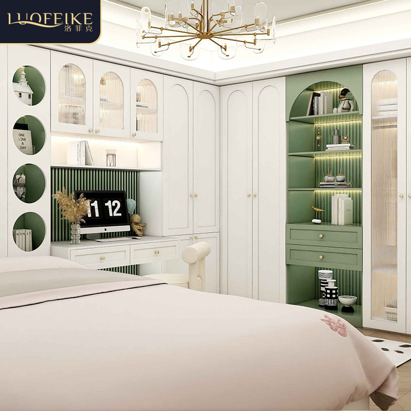 美式榻榻米d床定制衣柜书桌床一体卧室家用书房多功能房整体衣帽