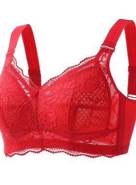 2025蛇年大胸显小胸红色本命年内衣套装女士文胸罩大码全罩杯薄款