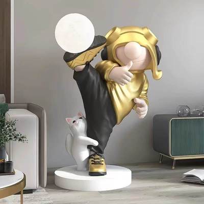 轻奢人物造型功夫男孩猪八戒客厅落地装饰台灯床头浪漫月球小夜灯