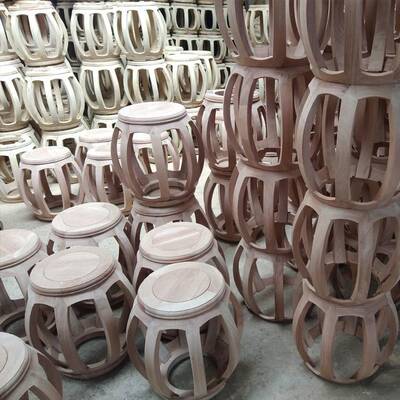 明清古典实木圆凳子白胚古筝琴凳橡胶木鼓凳格木古凳白茬学生凳