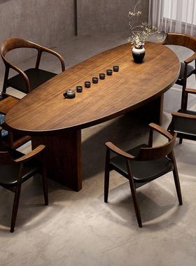 家用现简约中代式客厅几异实木茶桌不规则阳台泡AOL形茶桌椅茶组合