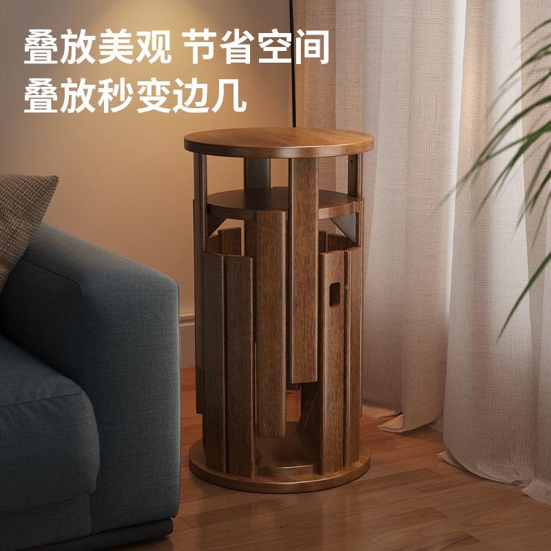 实木圆凳功能组合板凳可叠0.121放客厅茶成人餐桌凳几耐多用叠乐叠凳子