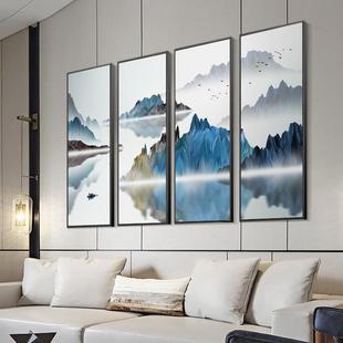 中式 饰条屏办公室画画堂屋中堂画沙HD6171发 客山水画水厅墨茶室装