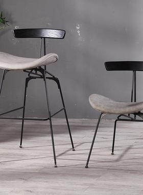 现代简约HLR脚酒艺吧高脚椅子靠背椅高凳工业风铁蚁吧台椅子轻奢