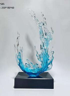 客厅视电柜装饰品摆件雕塑浪玄花1001工艺品关样板房酒店售楼处公