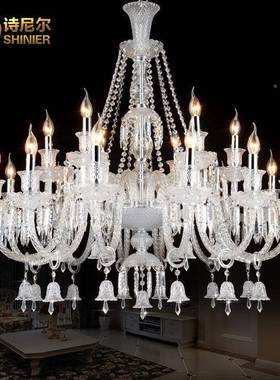 法式式吊灯客厅水晶灯奢现代简约大欧气l吊e华d餐厅卧MD320室蜡烛