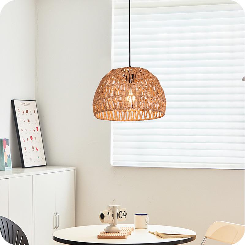 竹灯简约le141d餐吊床头装饰编过道跨境吧台单头室内中山灯厅具