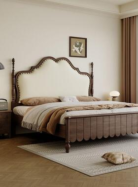 2025新美式款全实木床现代轻人奢AXB软靠包古风主卧双中床卧室婚