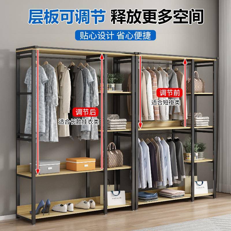 简易衣柜衣现代简简易衣柜约家用卧帘室艺铁布门架收纳柜出租房小