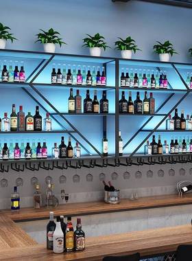 吧台酒柜酒靠挂子架YHF002壁挂置物架餐厅铁艺展红酒架酒吧墙上创