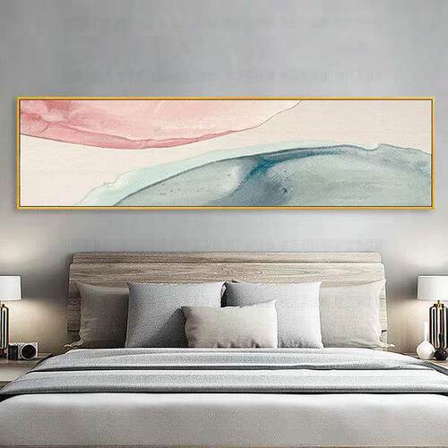 个粉性色现抽象代壁画客厅装头饰画卧53雾中风室床挂画沙发背景横