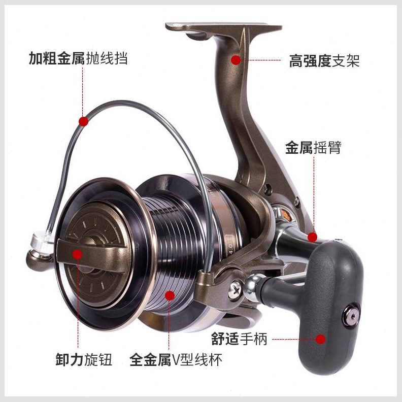 0无间隙型铁板0鱼轮海竿远投轮锚杆渔轮0锚10纺车轮全金属鱼线轮