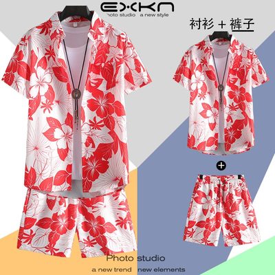 班服套装海边度假旅游男装码夏威夷男士沙滩旅行男大服三亚情侣装