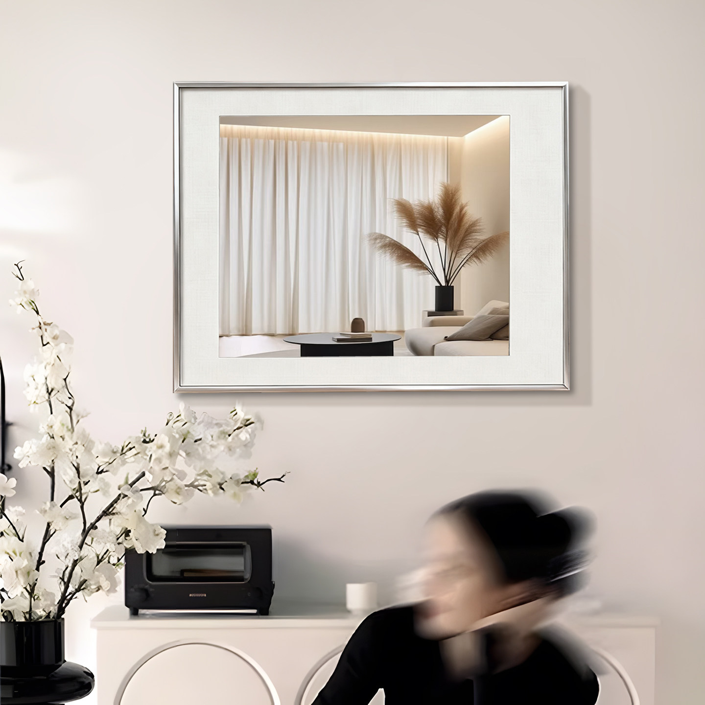 法式极简吧台玄关柜装饰镜卧室卫生间客厅电表箱遮挡餐厅墙面镜子,家居饰品,现代装饰画,淘宝优惠券,粉丝福利购,淘宝优惠卷