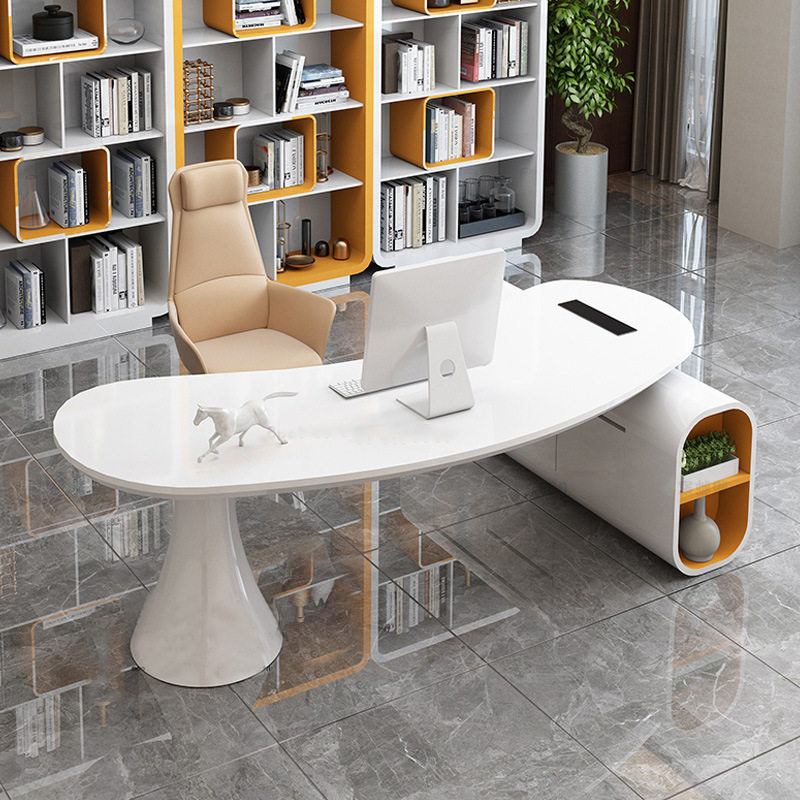 新款烤漆经理桌老板桌弧形创意时尚办公桌大班台主管桌医美咨询桌