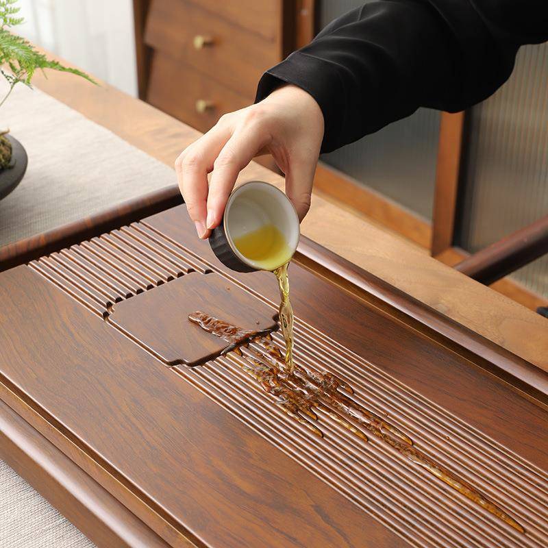 约整块实F968T586木茶盘家茶用具办公室简易茶台木排水现代简电款