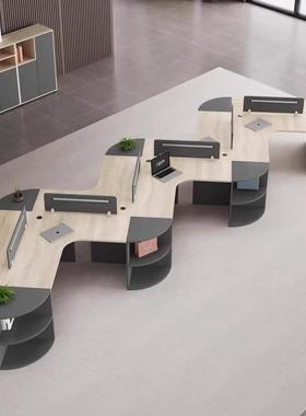 简约现代TWC财务屏8风桌2/办4/6/办人位卡座公室圆弧职员公桌椅组