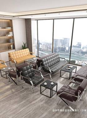 7W办沙发公三人简位约铁架接待会客长条公椅办QSK室沙发茶几组合