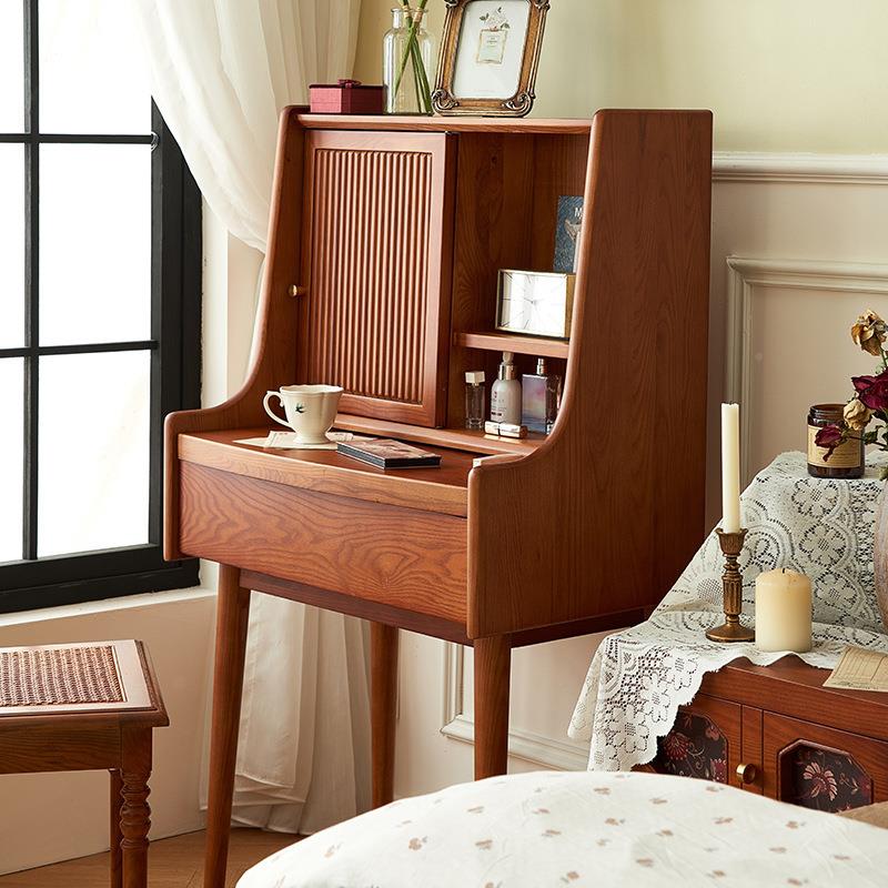 法式中古实体木梳妆台书桌一感床卧室墨菲斯梳代简约现小型头化妆