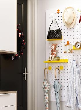 墙上壁收纳洞洞板办关室书桌PRZ卧室壁挂墙面挂板墙免打孔公玄置