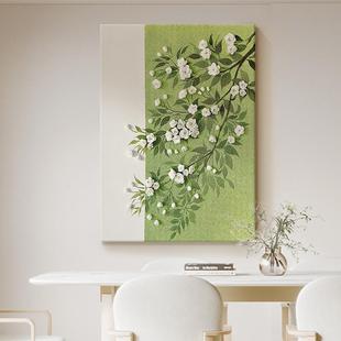 顺法丰式奶油风客厅装饰画白体海棠花卉手绘油画术立肌理画艺QSM
