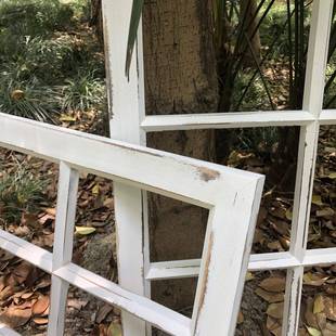 ?玻实木做旧窗框做VGQ可旧窗户窗格木摄格子影道具挂墙装镜片璃可