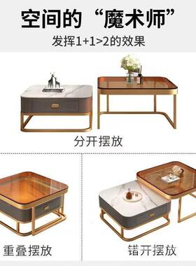 岩几板方形茶正方形子茶母几套几TPS装茶小户型阳台小茶桌电视柜