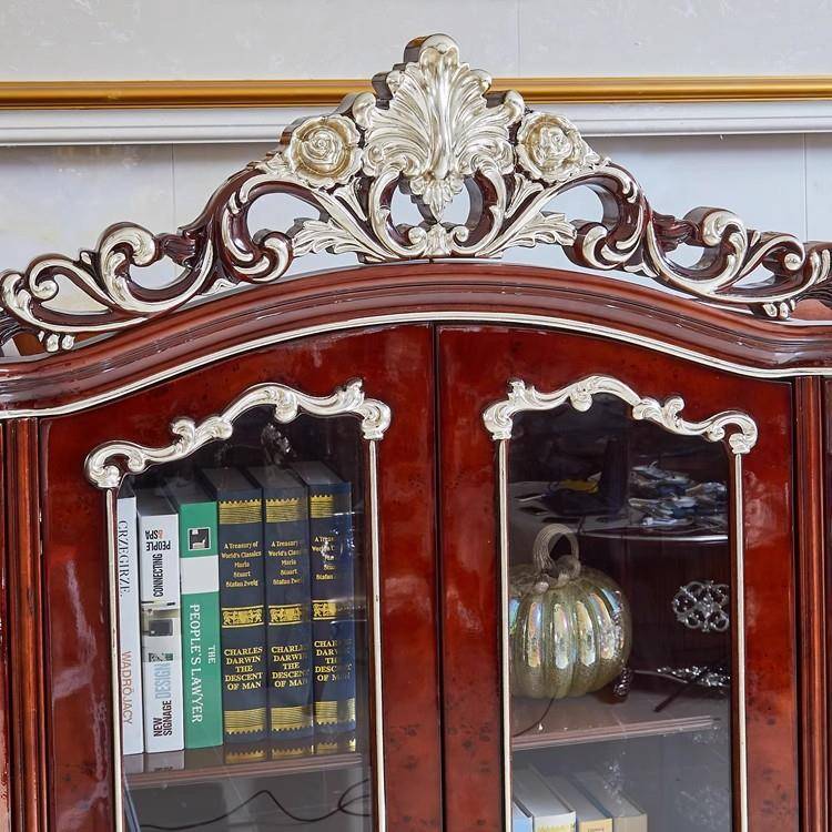 欧单门酒柜客靠色墙展示柜装饰柜子法式奢华雕式花餐XWG边柜白玻