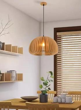 v厅inage餐吊灯日式复古卧室木质灯t952术创意民宿书艺房中古南瓜
